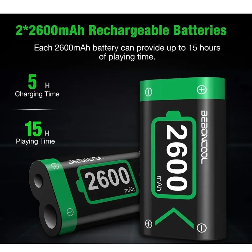 Beboncool 2 x2600mAh Rechargeable Battery, Xbox Series Controller, NWT